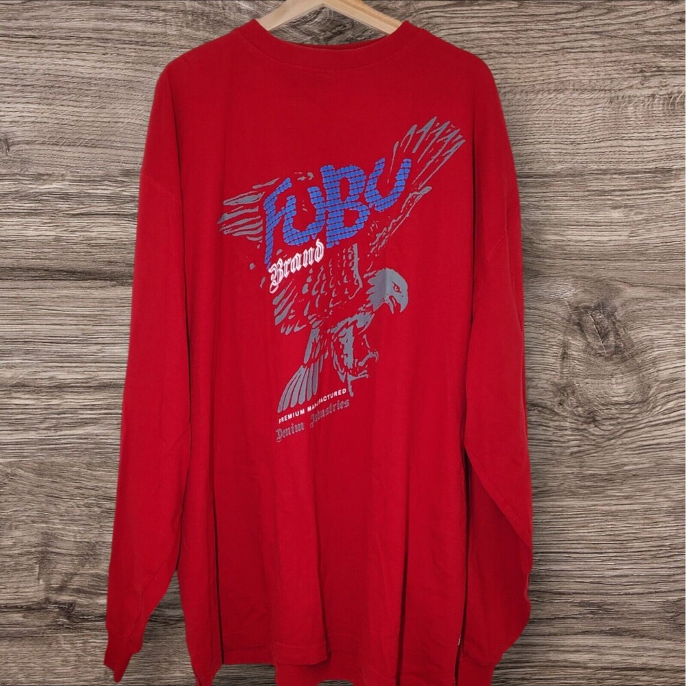 Vintage FUBU Men's Size XXXL Pullover Red Long Sleeve Shirt 90's Platinum